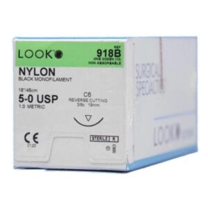 Nonabsorbable Suture with Needle LOOK Nylon C-6 3/8 Circle Reverse Cutting Needle Size 5-0 Monofilament