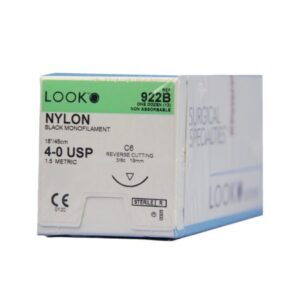 Nonabsorbable Suture with Needle LOOK Nylon C-6 3/8 Circle Reverse Cutting Needle Size 4-0 Monofilament