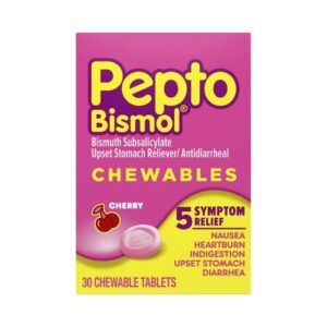 Anti-Diarrheal Pepto Bismol 262 mg Strength Chewable Tablet 30 per Box