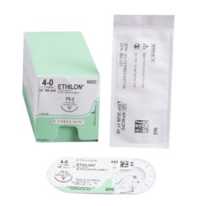Nonabsorbable Suture with Needle Ethilon Nylon FS-2 3/8 Circle Reverse Cutting Needle Size 4-0 Monofilament