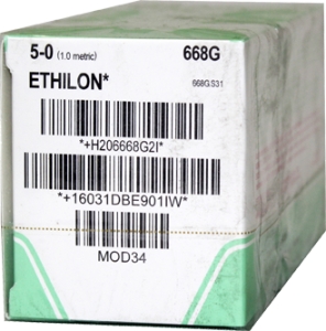 Nonabsorbable Suture with Needle Ethilon Nylon C-2 3/8 Circle Reverse Cutting Needle Size 5-0 Monofilament