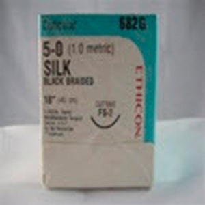 Nonabsorbable Suture with Needle Perma-Hand Silk FS-2 3/8 Circle Reverse Cutting Needle Size 5-0 Braided