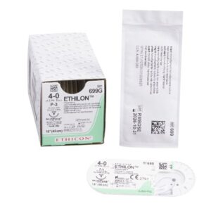 Nonabsorbable Suture with Needle Ethilon Nylon P-3 3/8 Circle Precision Reverse Cutting Needle Size 4-0 Monofilament