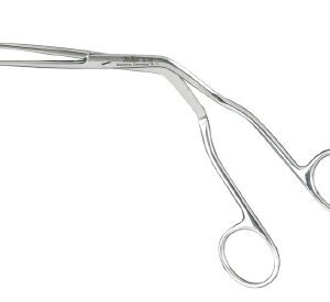Catheter Forceps Miltex Magill 7 Inch Length OR / Surgical Grade German Stainless Steel NonSterile NonLocking Finger Ring Handle Angled Fenestrated Serrated Oval Tips