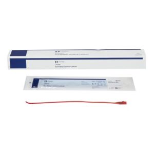 Urethral Catheter Dover Coude Tip Hydrophilic Coated Red Rubber 14 Fr. 12 Inch