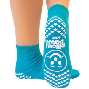 Slipper Socks Pillow Paws Single Imprint Terries Unisex Adult One Size Fits Most Single Tread Single Patient Use Teal