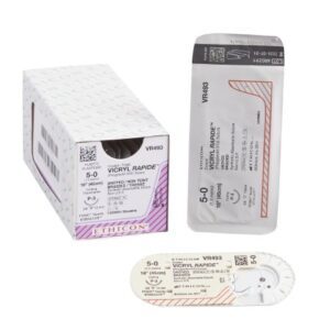 Absorbable Suture with Needle Vicryl Rapide Polyglactin 910 P-3 3/8 Circle Precision Reverse Cutting Needle Size 5-0 Braided