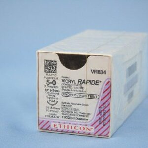 Absorbable Suture with Needle Vicryl Rapide Polyglactin 910 PC-1 3/8 Circle Precision Conventional Cutting Needle Size 5-0 Braided