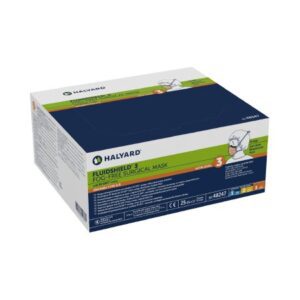 Surgical Mask with Eye Shield FluidShield Anti-fog Foam ASTM Level 3 Tie Closure One Size Fits Most