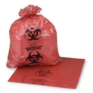 Biohazard Waste Bag Biohazard Symbol / Biohazardous Waste / Infectious Waste 40 to 45 gal. Red 40 X 46 Inch