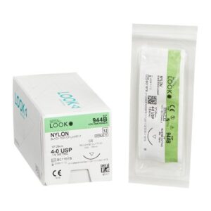 Nonabsorbable Suture with Needle LOOK Nylon C-6 3/8 Circle Reverse Cutting Needle Size 4-0 Monofilament