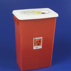 Sharps Container SharpSafety Red Base 26 H X 18-1/4 W X 12-3/4 D Inch Vertical Entry 18 Gallon