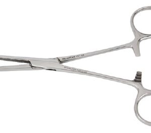 Hemostatic Forceps Vantage Kocher 5-1/2 Inch Length Floor / Office Grade Pakistani Stainless Steel NonSterile Locking Finger Ring Handle Straight 1 X 2 Teeth