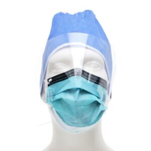 Procedure Mask with Eye Shield Cardinal Health Anti-fog Foam ASTM Level 3 Earloops One Size Fits Most
