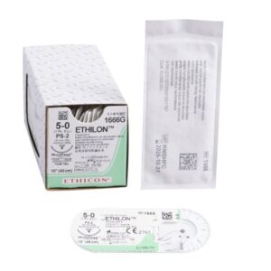 Nonabsorbable Suture with Needle Ethilon Nylon PS-2 3/8 Circle Precision Reverse Cutting Needle Size 5-0 Monofilament