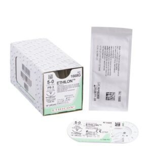 Nonabsorbable Suture with Needle Ethilon Nylon PS-3 3/8 Circle Reverse Cutting Needle Size 5-0 Monofilament