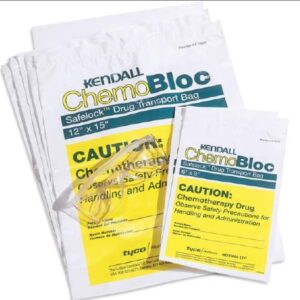 Hazardous Drug Bag ChemoPlus Chemo Drug Transport Bag / Caution Observe Safety Procedures When Handling  and Administration Clear / Yellow 6 X 9 Inch