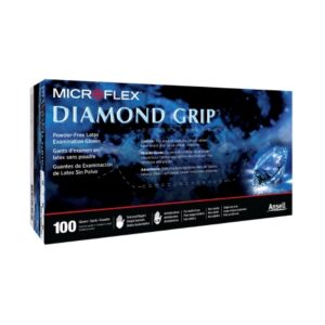 Exam Glove Diamond Grip Medium NonSterile Latex Standard Cuff Length Textured Fingertips White Not Rated