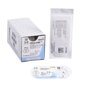 Nonabsorbable Suture with Needle Prolene Polypropylene FS-2 3/8 Circle Reverse Cutting Needle Size 3-0 Monofilament