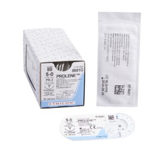 Nonabsorbable Suture with Needle Prolene Polypropylene PS-3 3/8 Circle Reverse Cutting Needle Size 5-0 Monofilament