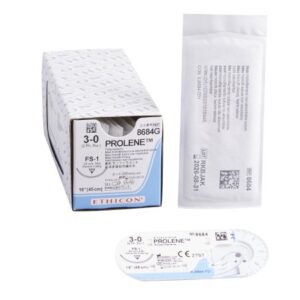 Nonabsorbable Suture with Needle Prolene Polypropylene FS-1 3/8 Circle Reverse Cutting Needle Size 3-0 Monofilament