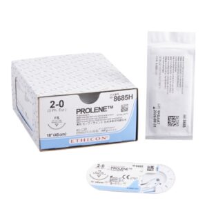 Nonabsorbable Suture with Needle Prolene Polypropylene FS 3/8 Circle Reverse Cutting Needle Size 2-0 Monofilament