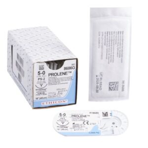 Nonabsorbable Suture with Needle Prolene Polypropylene PS-2 3/8 Circle Precision Reverse Cutting Needle Size 5-0 Monofilament
