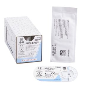 Nonabsorbable Suture with Needle Prolene Polypropylene P-3 3/8 Circle Precision Reverse Cutting Needle Size 6-0 Monofilament
