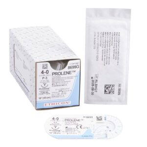 Nonabsorbable Suture with Needle Prolene Polypropylene P-3 3/8 Circle Precision Reverse Cutting Needle Size 4-0 Monofilament