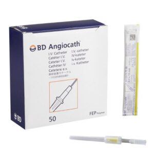 Peripheral IV Catheter Angiocath 24 Gauge 3/4 Inch FEP Polymer Straight Hub Non Blood Control Non-Safety
