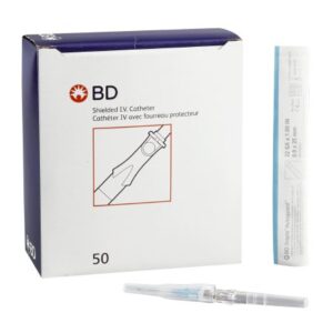Peripheral IV Catheter Insyte Autoguard 22 Gauge 1 Inch BD Vialon Straight Hub Non Blood Control Push Button Safety