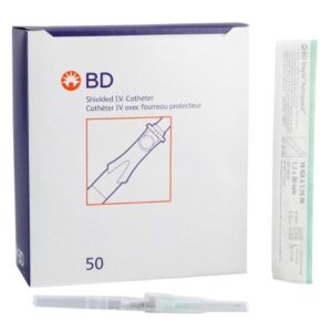 Peripheral IV Catheter Insyte Autoguard 18 Gauge 1.16 Inch BD Vialon Straight Hub Non Blood Control Push Button Safety