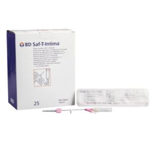 Closed IV Catheter Saf-T-Intima 20 Gauge 1 Inch BD Vialon Winged Hub Blood Control