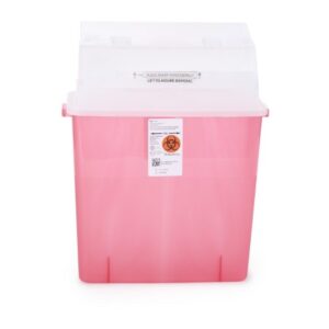 Sharps Container GatorGuard In-Room Translucent Red Base 20-1/2 H X 14 W X 6 D Inch Horizontal Entry 3 Gallon