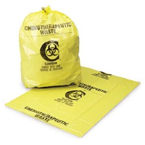 Chemotherapy Waste Bag Biohazard Symbol / Chemotherapeutic Waste / Caution 12 to 16 gal. Yellow 25 X 34 Inch