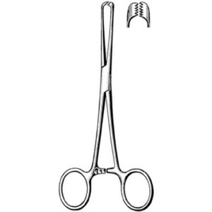 Tissue Forceps Surgi-OR Allis 6 Inch Length Mid Grade Stainless Steel NonSterile Locking Finger Ring Handle Straight 5 X 6 Teeth