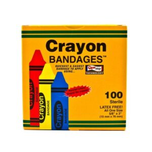 Adhesive Strip ASO 3/4 X 3 Inch Plastic Rectangle Kid Design (Assorted Crayon) Sterile