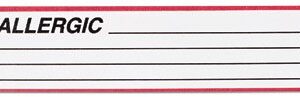 Pre-Printed Label Carstens Allergy Alert Red / White Plastic Allergic / Lines Black Alert Label 1-3/8 X 5-3/8 Inch