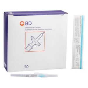 Peripheral IV Catheter Insyte Autoguard 22 Gauge 1 Inch BD Vialon Winged Hub Non Blood Control Push Button Safety