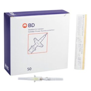 Peripheral IV Catheter Insyte Autoguard 24 Gauge 3/4 Inch BD Vialon Winged Hub Non Blood Control Push Button Safety
