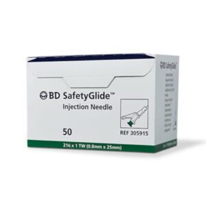 Safety Hypodermic Needle SafetyGlide 1 Inch Length 21 Gauge Thin Wall Sliding Safety Needle