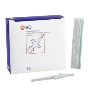 Peripheral IV Catheter Insyte Autoguard 18 Gauge 1.16 Inch BD Vialon Winged Hub Non Blood Control Push Button Safety
