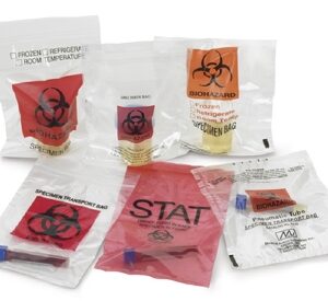 Specimen Transport Bag with Document Pouch Lab Guard 6 X 9 Inch Zip Closure STAT / Biohazard Symbol / Storage Instructions NonSterile
