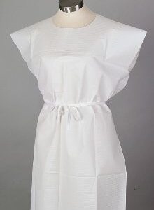 Patient Exam Gown TIDI Medium White Disposable