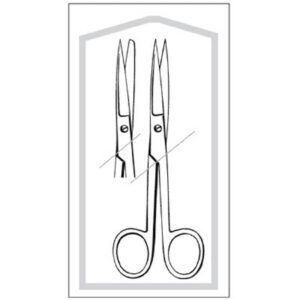 Operating Scissors Econo 5-1/2 Inch Length Floor / Office Grade Stainless Steel Sterile Finger Ring Handle Straight Sharp Tip / Blunt Tip