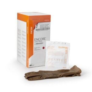 Surgical Glove ENCORE Latex Micro Size 7 Sterile Latex Standard Cuff Length Micro-Textured Brown Chemo Tested