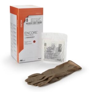 Surgical Glove ENCORE Latex Micro Size 8 Sterile Latex Standard Cuff Length Micro-Textured Brown Chemo Tested