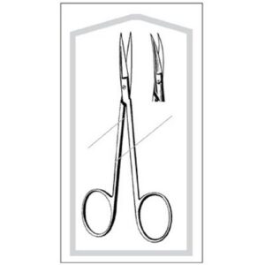 Iris Scissors Econo 4-1/2 Inch Length Floor / Office Grade Stainless Steel Sterile Finger Ring Handle Curved Sharp Tip / Sharp Tip