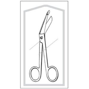 Bandage Scissors Econo Sterile Lister 5 Inch Length Floor / Office Grade Pakistani Stainless Steel Sterile Finger Ring Handle Angled Blunt Tip / Blunt Tip