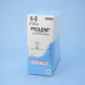 Nonabsorbable Suture with Needle Prolene Polypropylene BV-1 3/8 Circle Taper Point Needle Size 6-0 Monofilament